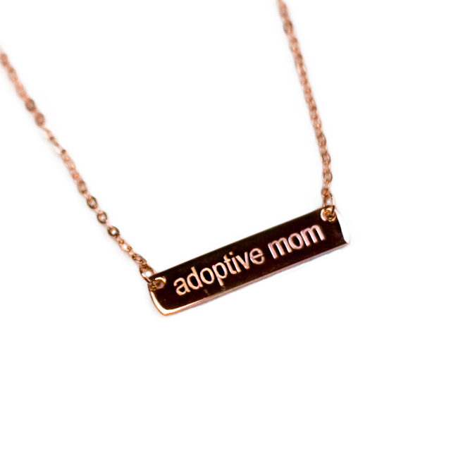 Adoptive Mom Rose Gold Bar Necklace